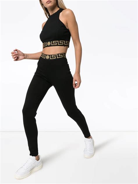 pink versace sports bra|Versace yoga leggings.